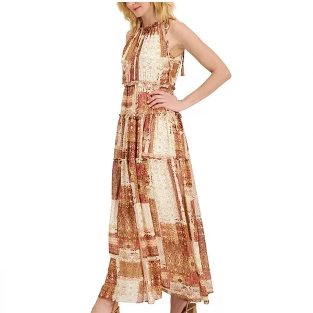 Taylor NWT Printed Maxi Halter Dress Size 12